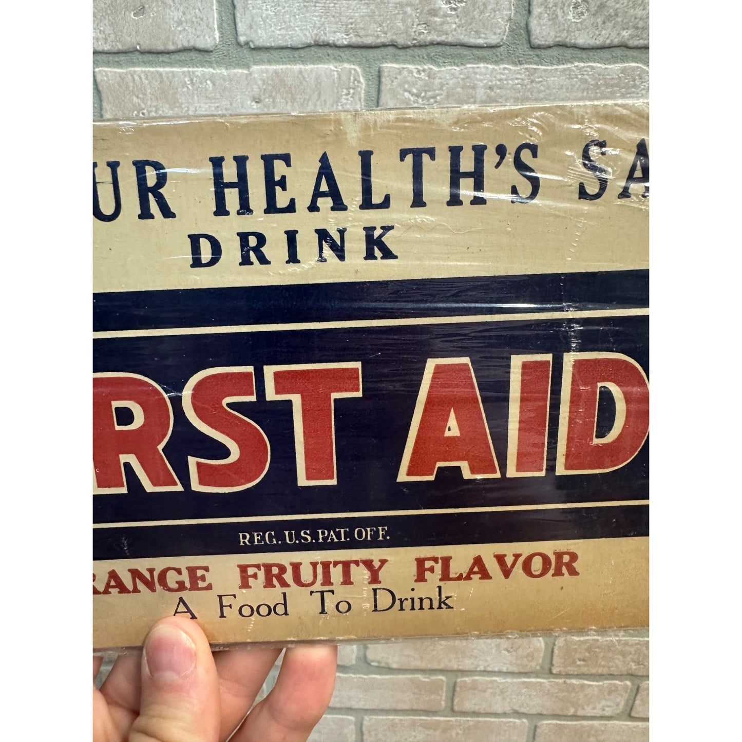 Original Vintage 1930s Drink First Aid Soda Juice Store Advertising Signs (2)