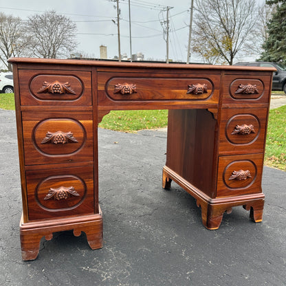 Antique Solid Walnut Keyhole Writing Desk Table Beautiful