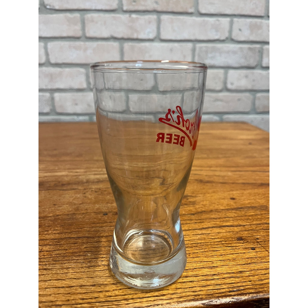 Vintage Stroh's Beer Advertising Barware Glass Pilsner Red Logo