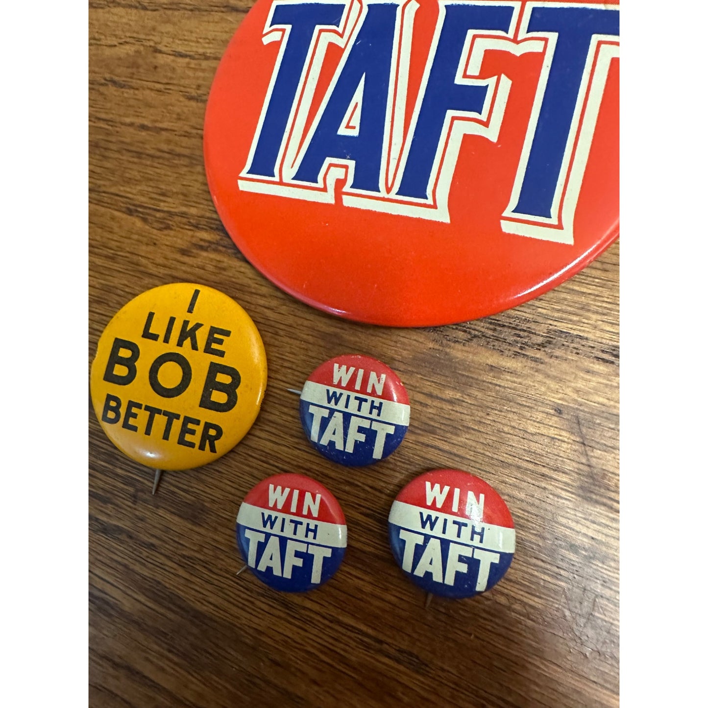 Vintage 1952 Robert Bob Taft Campaign Buttons Pins Pinbacks Lot (5) Jumbo 4"