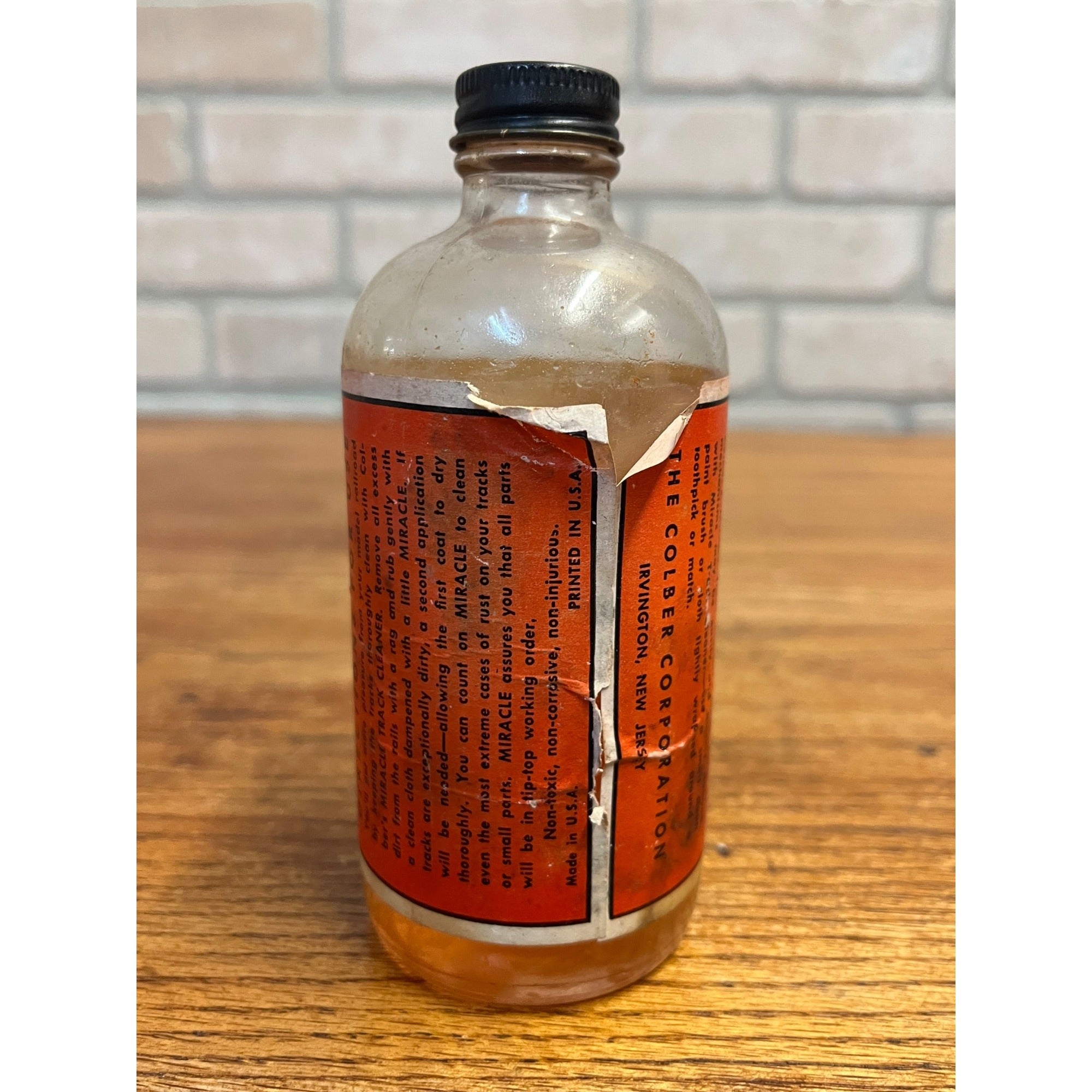 Vintage Colber Miracle Track Cleaner Bottle HO Toy Train Railroad Advertising Graphics!