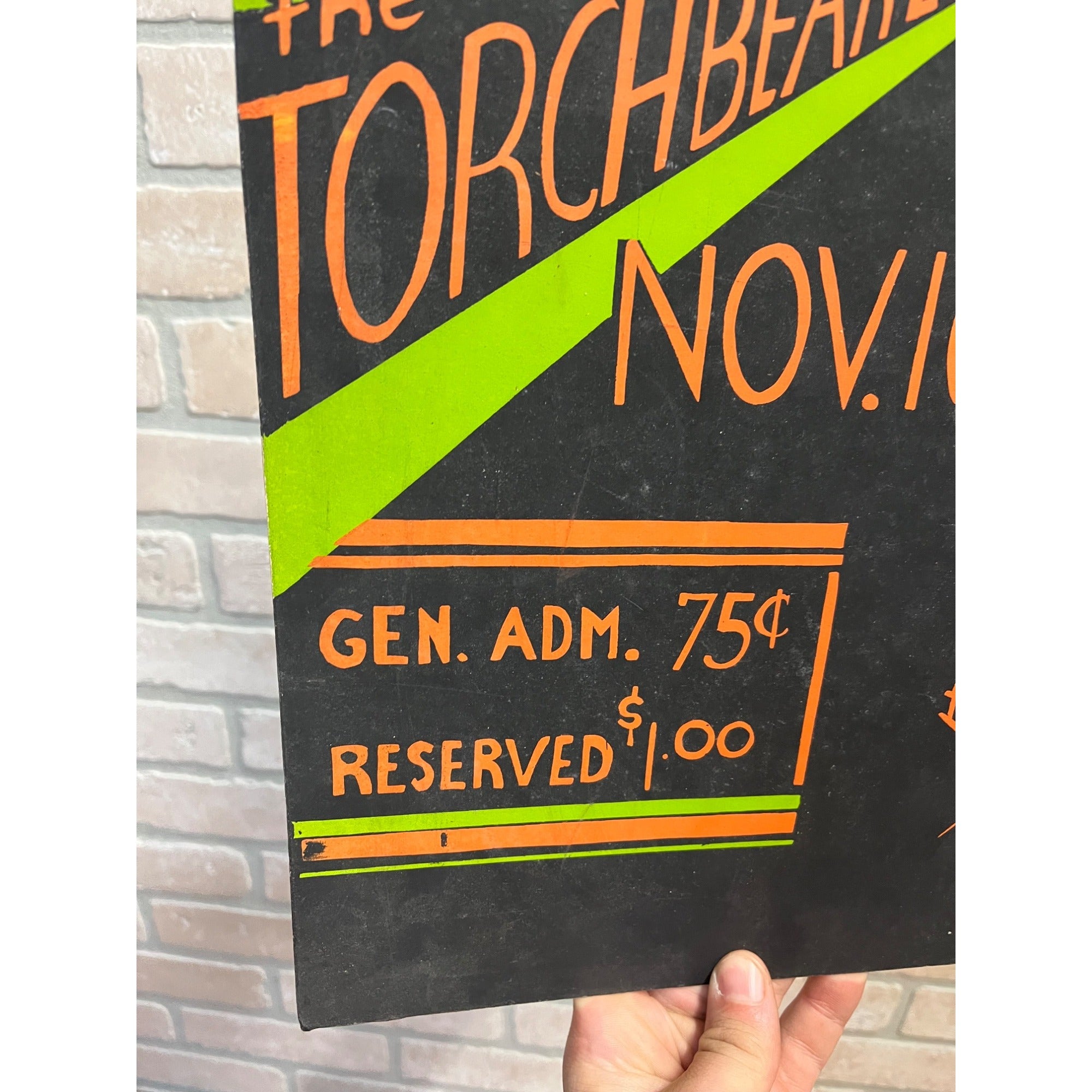 Vintage 1940s "The Torchbearers" High School Play Theatre Poster Sign Art Deco