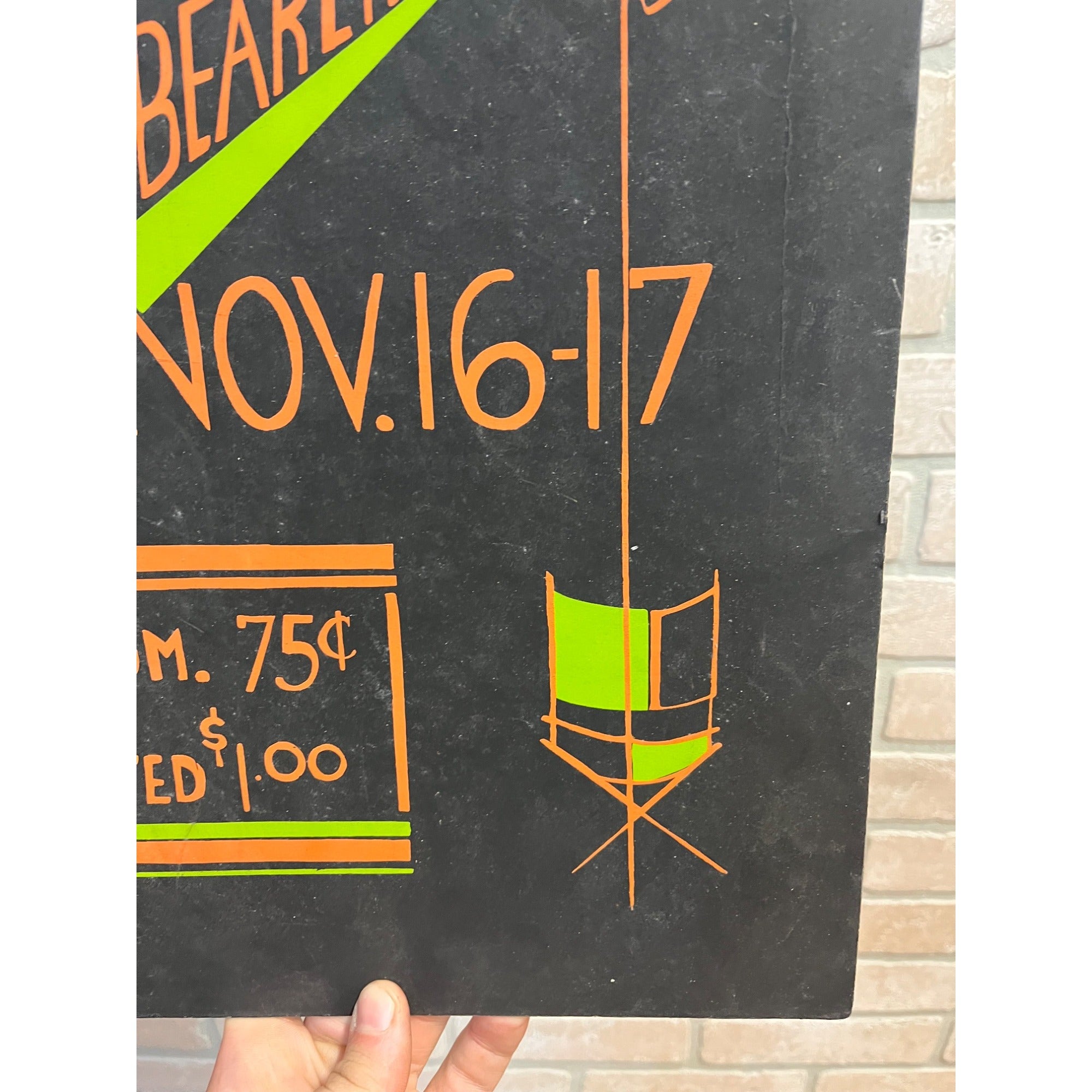 Vintage 1940s "The Torchbearers" High School Play Theatre Poster Sign Art Deco