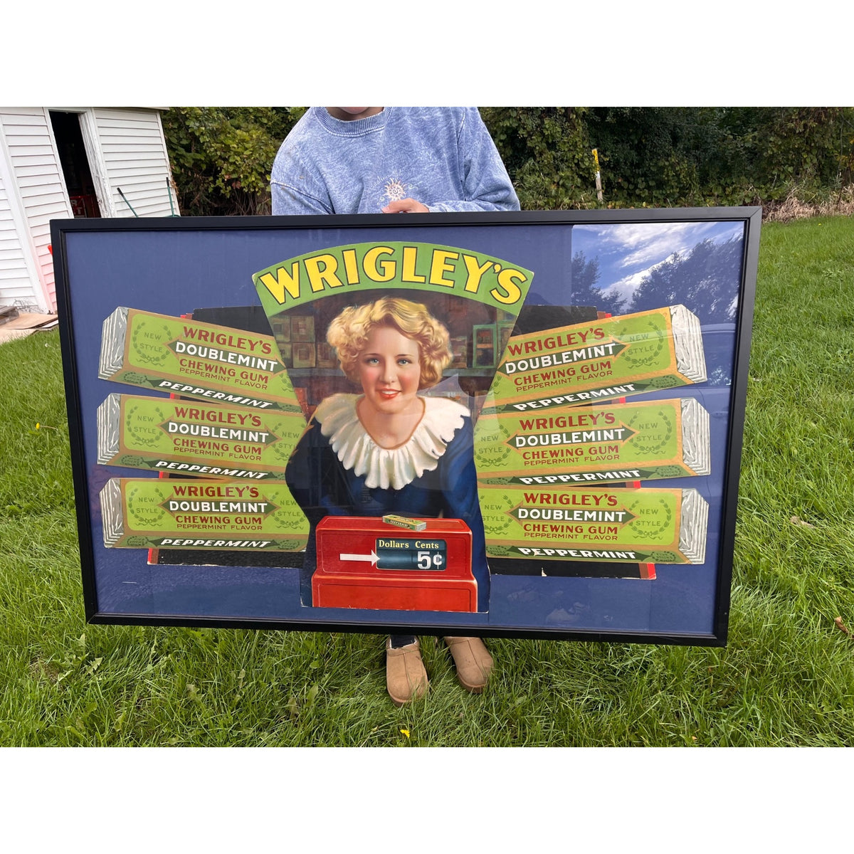 RARE Vintage 1920s Wrigley Gum Advertising Countertop Store Display Sign