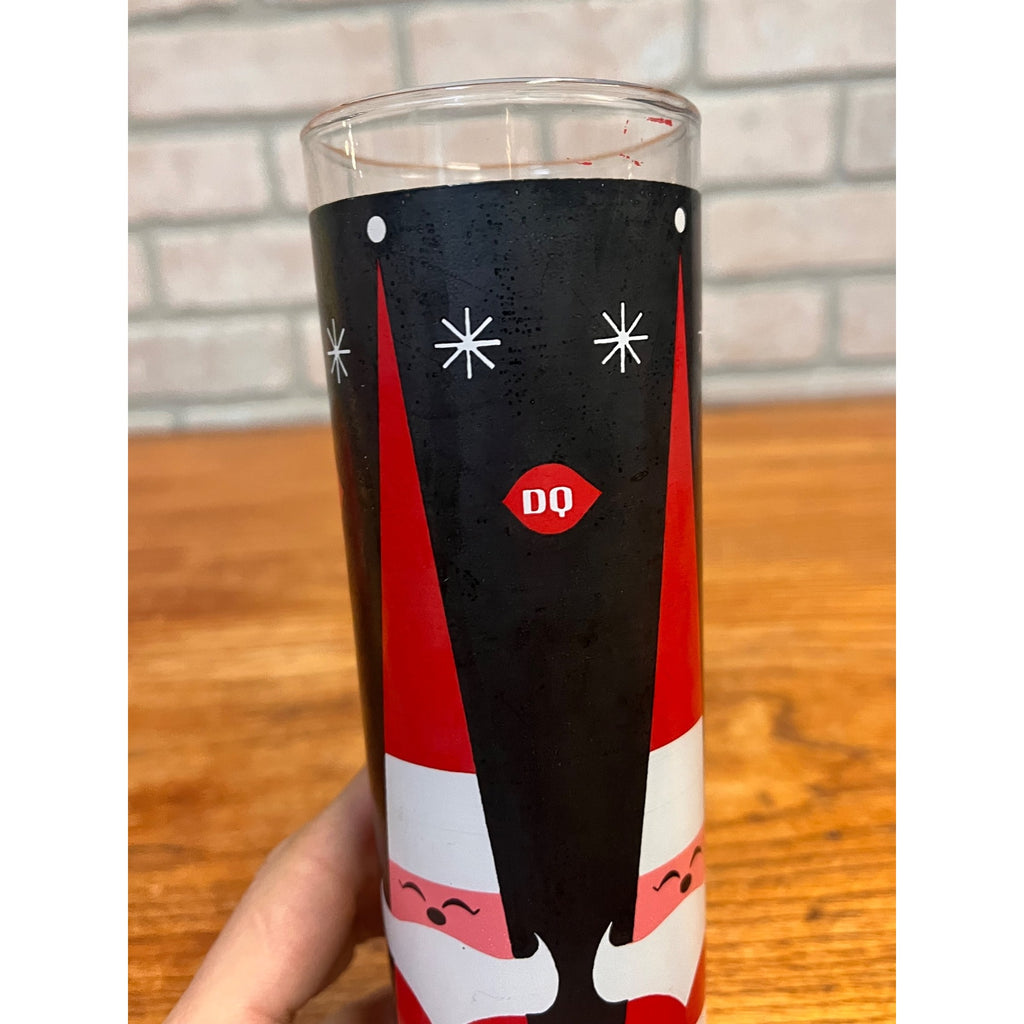Vintage Libbey Holt Howard Atomic Santa Glass Christmas DQ Dairy Queen 12oz