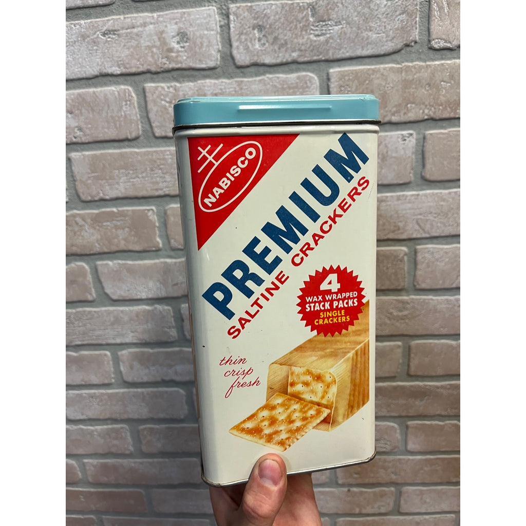 Vintage Nabisco Premium Saltine Crackers Tin Canister Kitchen Advertising Large