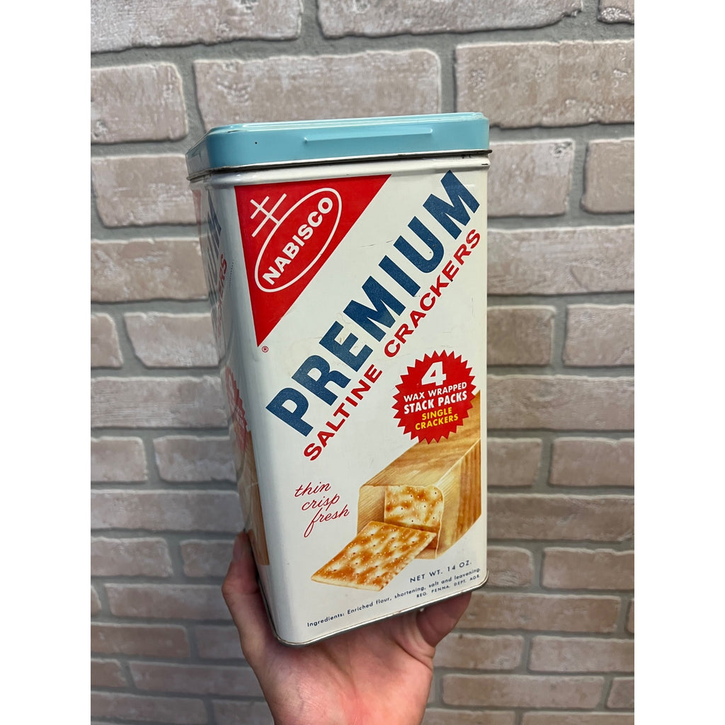 Vintage Nabisco Premium Saltine Crackers Tin Canister Kitchen Advertising Large