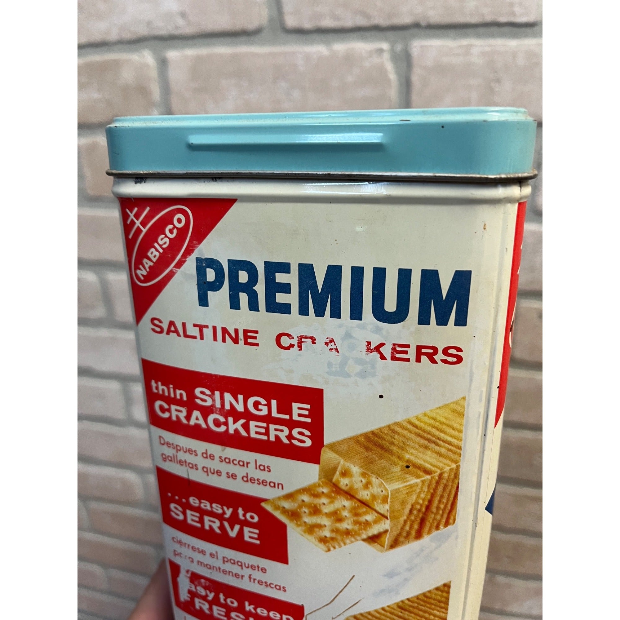 Vintage Nabisco Premium Saltine Crackers Tin Canister Kitchen Advertising Large