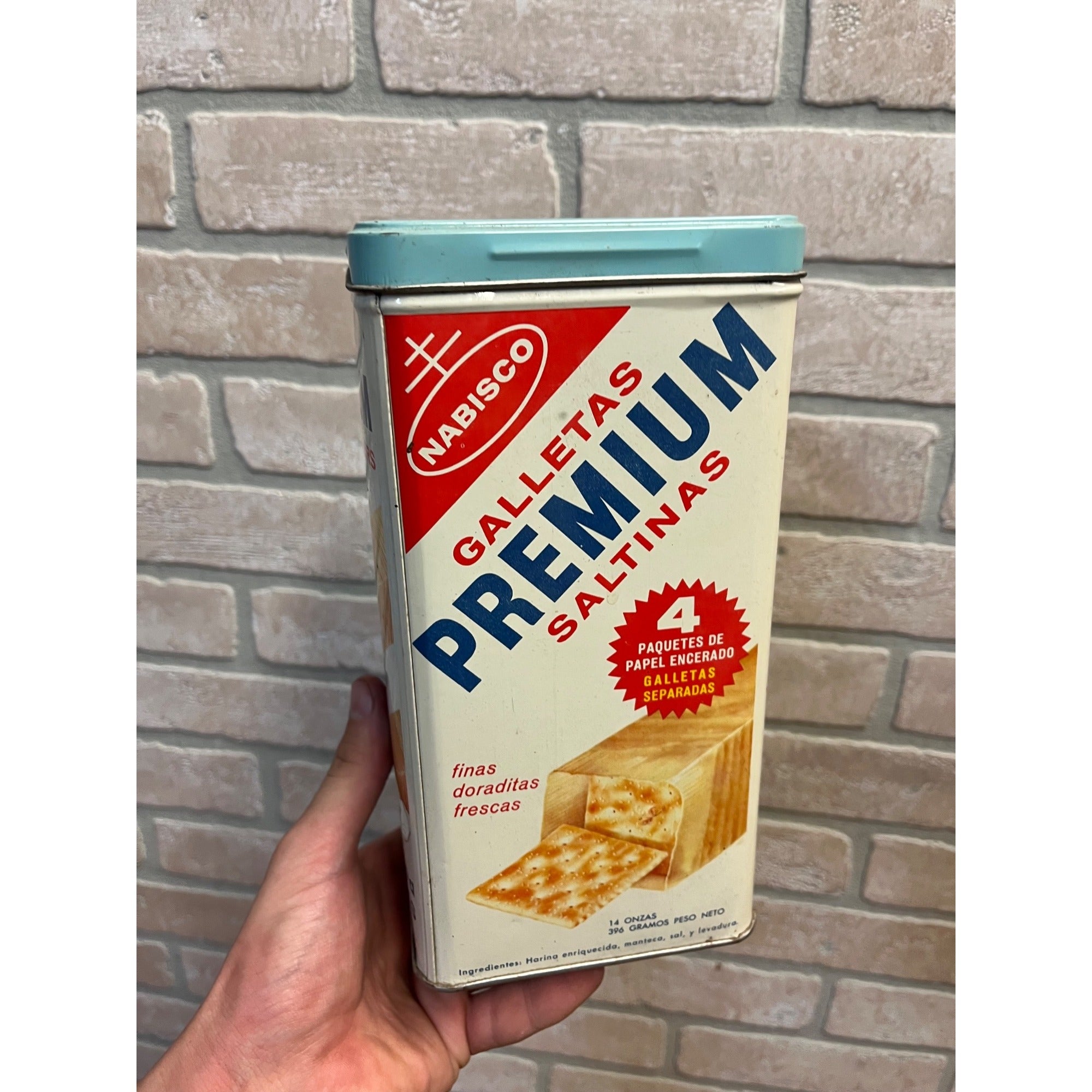Vintage Nabisco Premium Saltine Crackers Tin Canister Kitchen Advertising Large