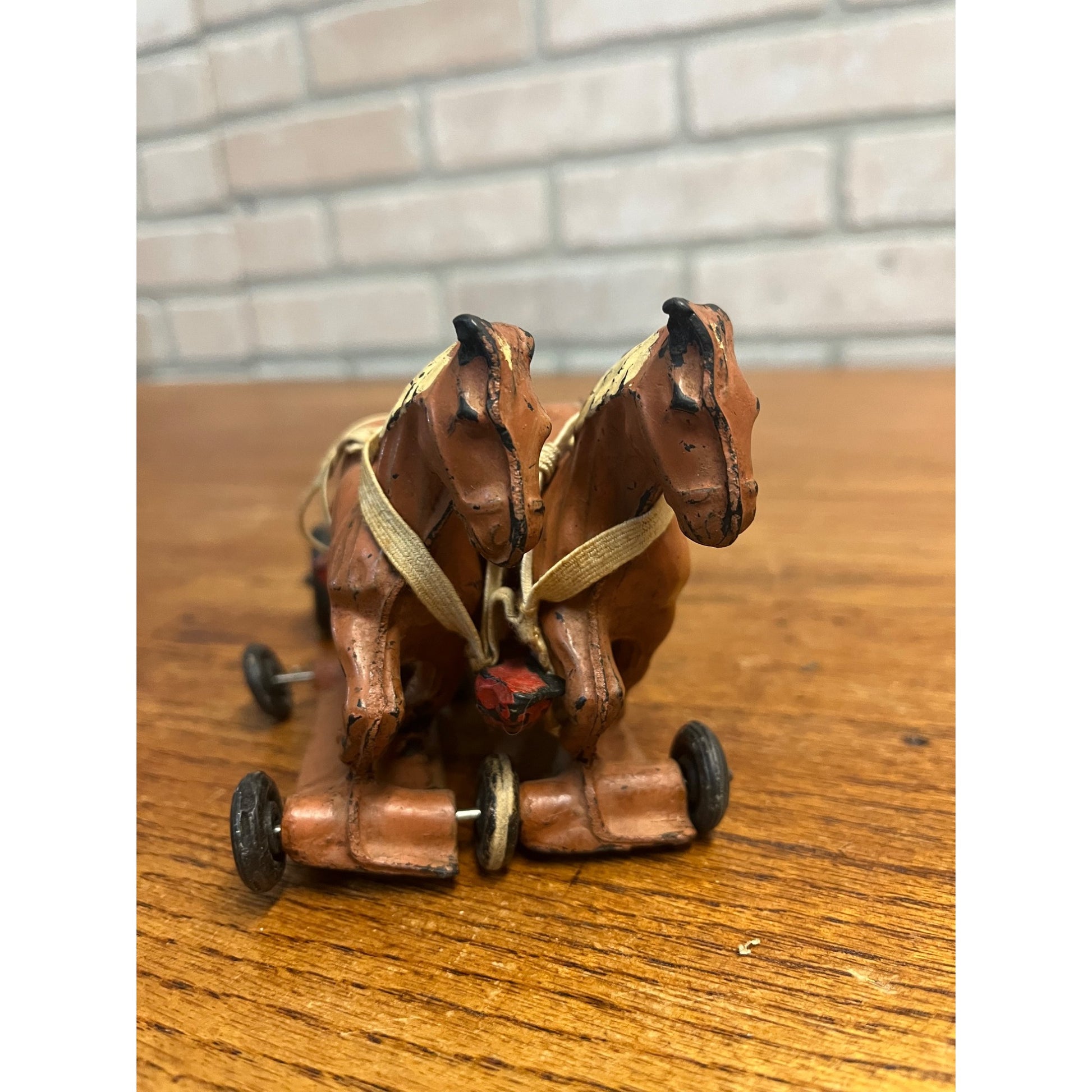 Vintage 1930s Arcor Auburn Rubber Toys Hard Rubber Farm Wagon & Horses Team