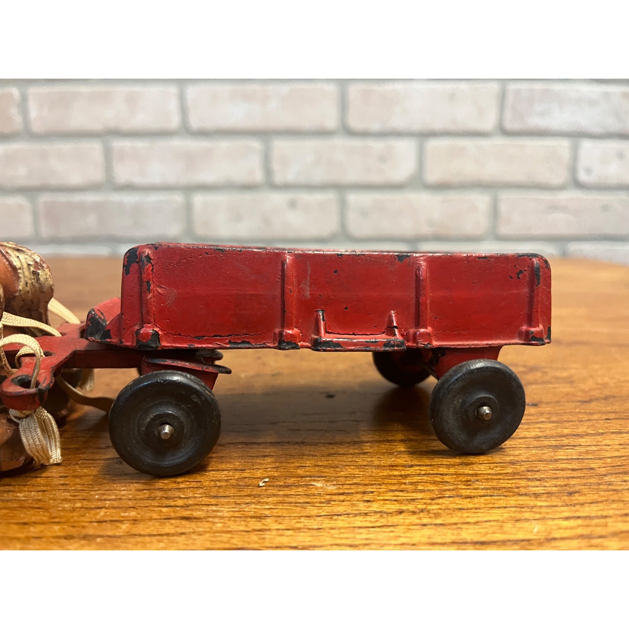Vintage 1930s Arcor Auburn Rubber Toys Hard Rubber Farm Wagon & Horses Team