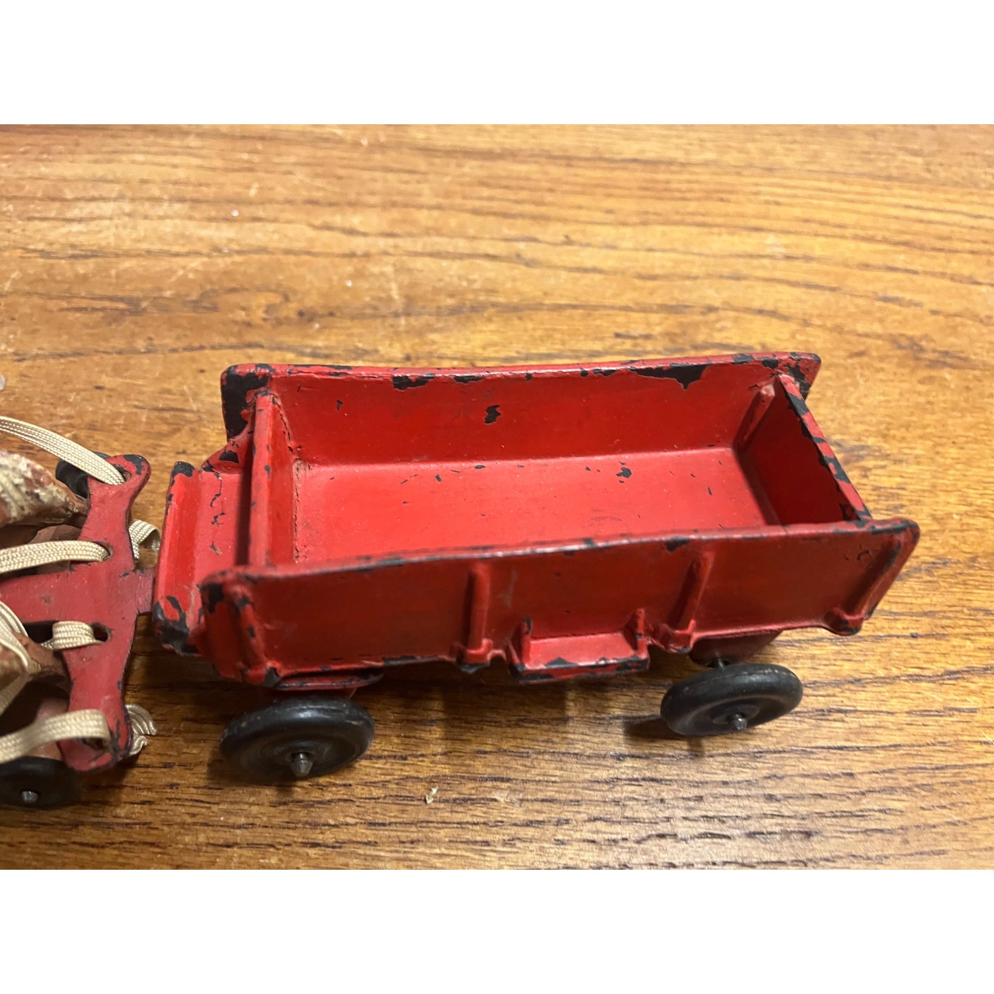 Vintage 1930s Arcor Auburn Rubber Toys Hard Rubber Farm Wagon & Horses Team