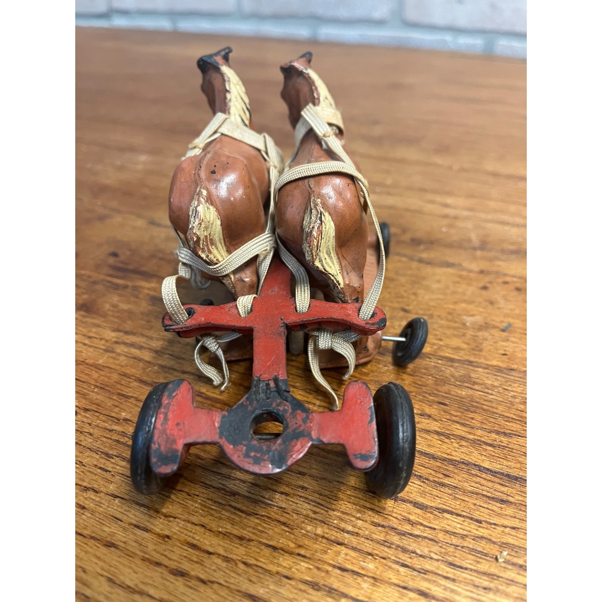 Vintage 1930s Arcor Auburn Rubber Toys Hard Rubber Farm Wagon & Horses Team