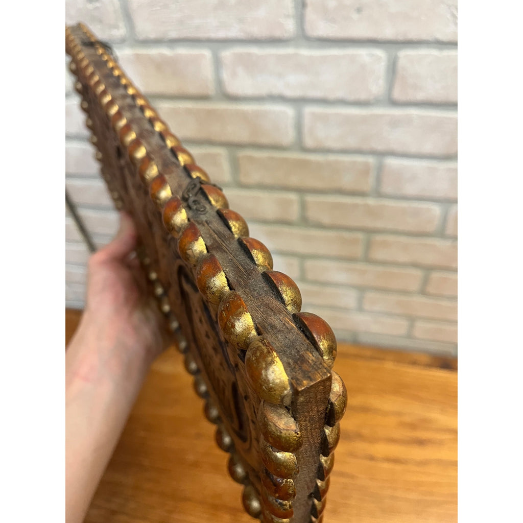Antique c1890s American Patriotic 2-Sided Carved Hanging Plaque Sign Victorian