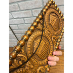 Antique c1890s American Patriotic 2-Sided Carved Hanging Plaque Sign Victorian