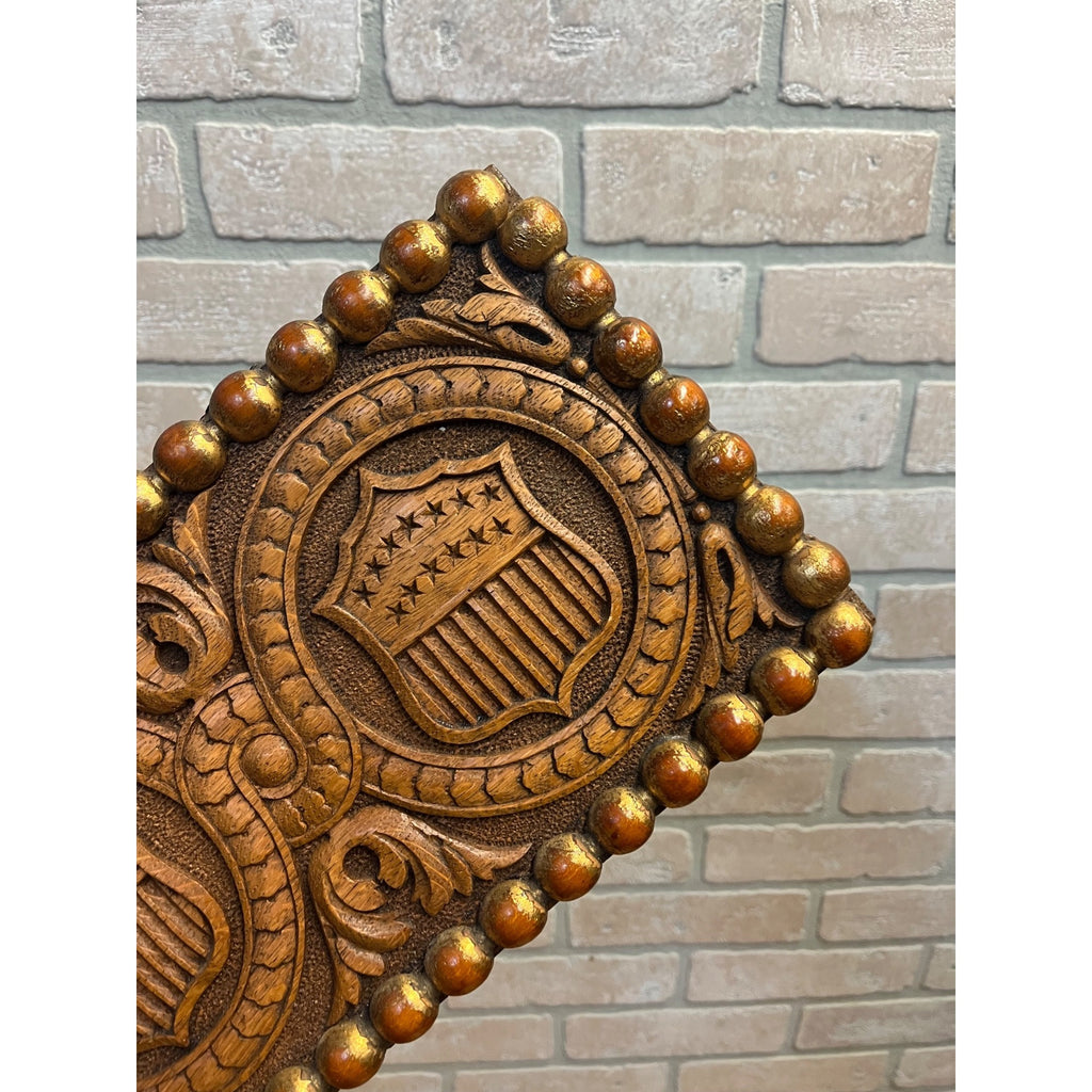 Antique c1890s American Patriotic 2-Sided Carved Hanging Plaque Sign Victorian