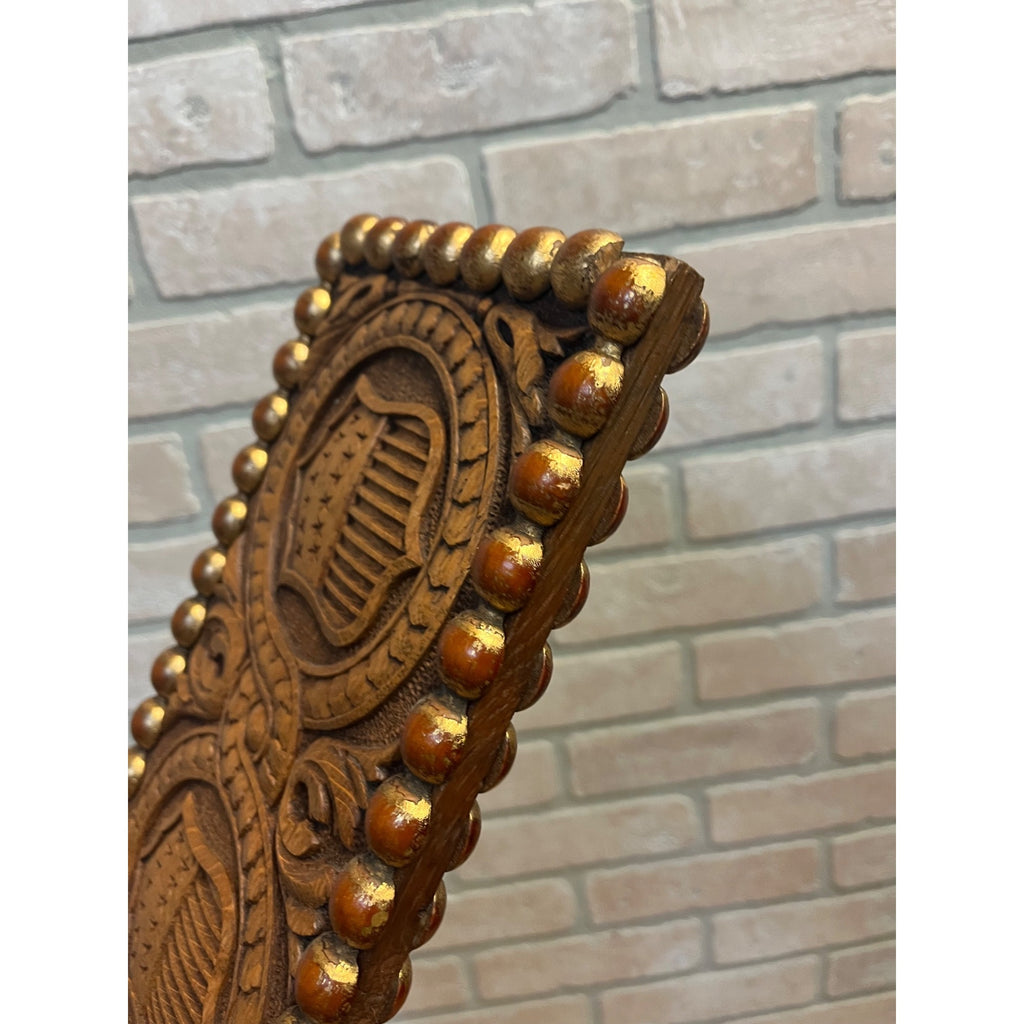 Antique c1890s American Patriotic 2-Sided Carved Hanging Plaque Sign Victorian