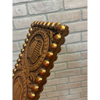 Antique c1890s American Patriotic 2-Sided Carved Hanging Plaque Sign Victorian