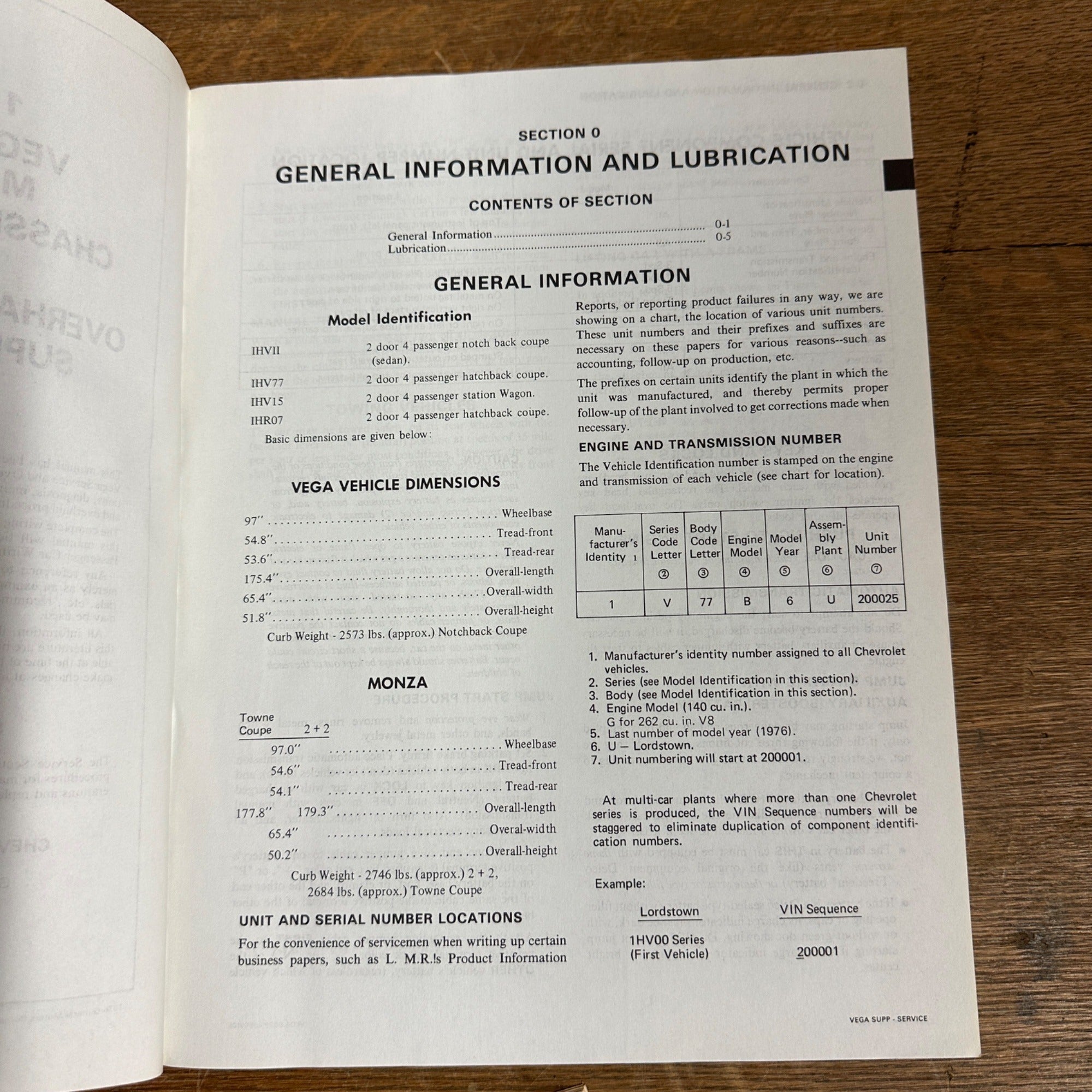 Vintage 1976 Service and Overhaul Manual 1976 Vega Monza Chervolet Chevy