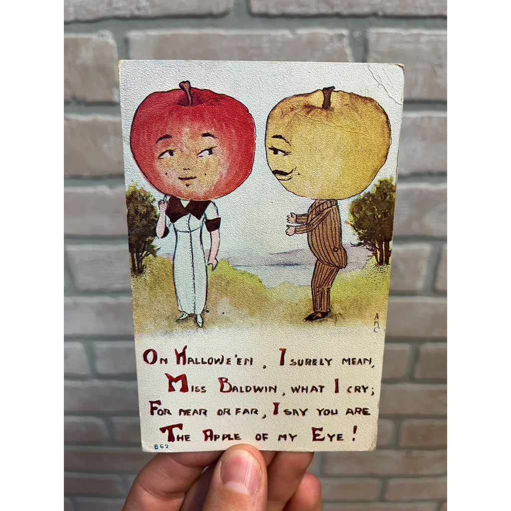 Halloween Aple Head People Romance Poem #862 FA Owen Postcard