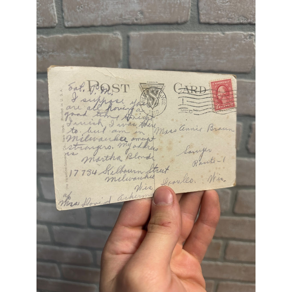 Antique WWI Era Postcard Submarine Squadron Leaving New York Underwood & Underwood