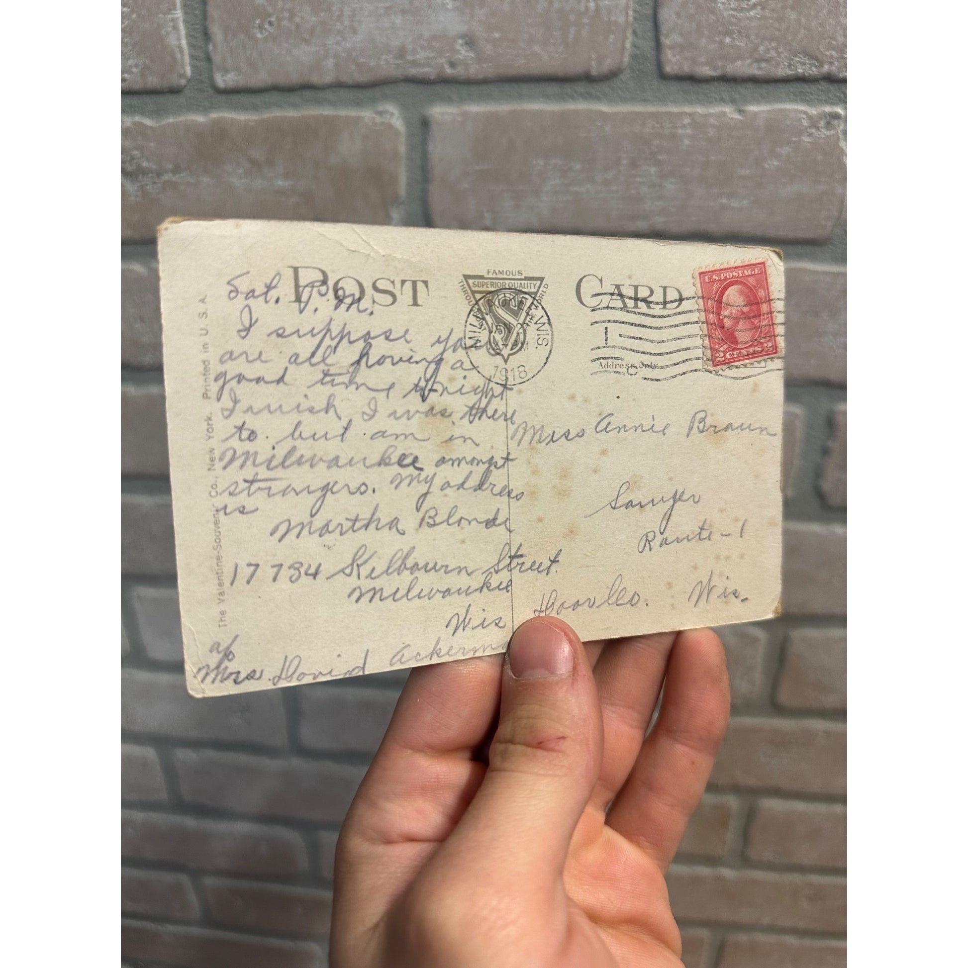 Antique WWI Era Postcard Submarine Squadron Leaving New York Underwood & Underwood