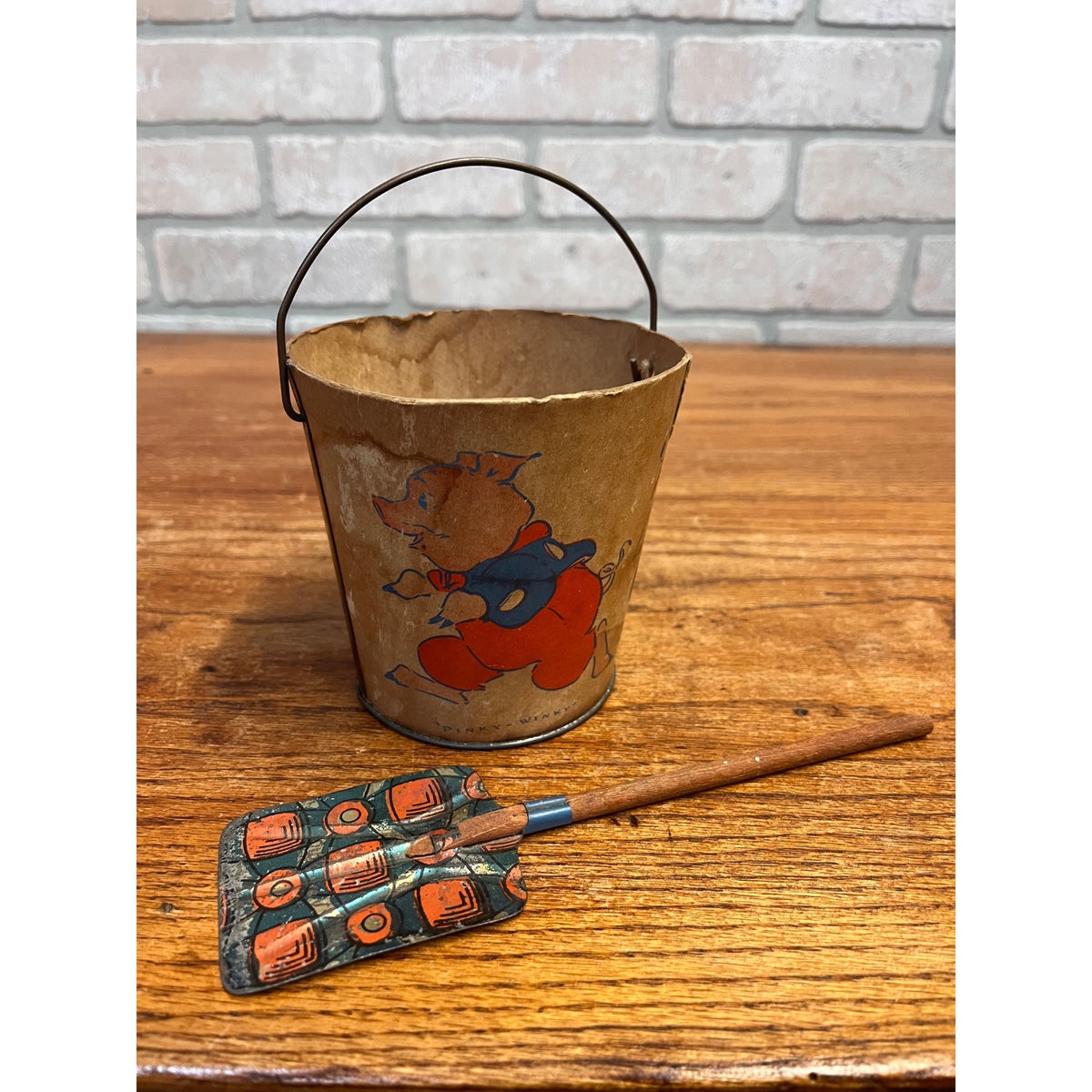 Vintage Nursery Rhyme Child's Sand Toy Pail Edward McCandlish Old Jim Bear etc