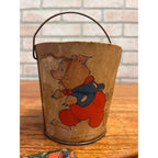 Vintage Nursery Rhyme Child's Sand Toy Pail Edward McCandlish Old Jim Bear etc