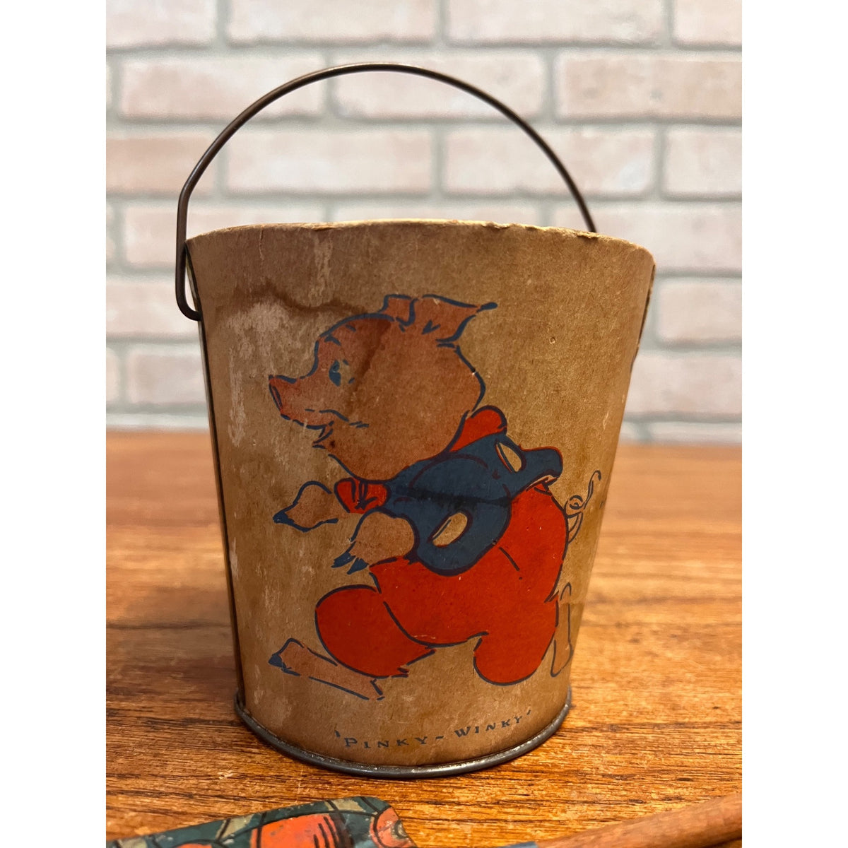 Vintage Nursery Rhyme Child's Sand Toy Pail Edward McCandlish Old Jim Bear etc