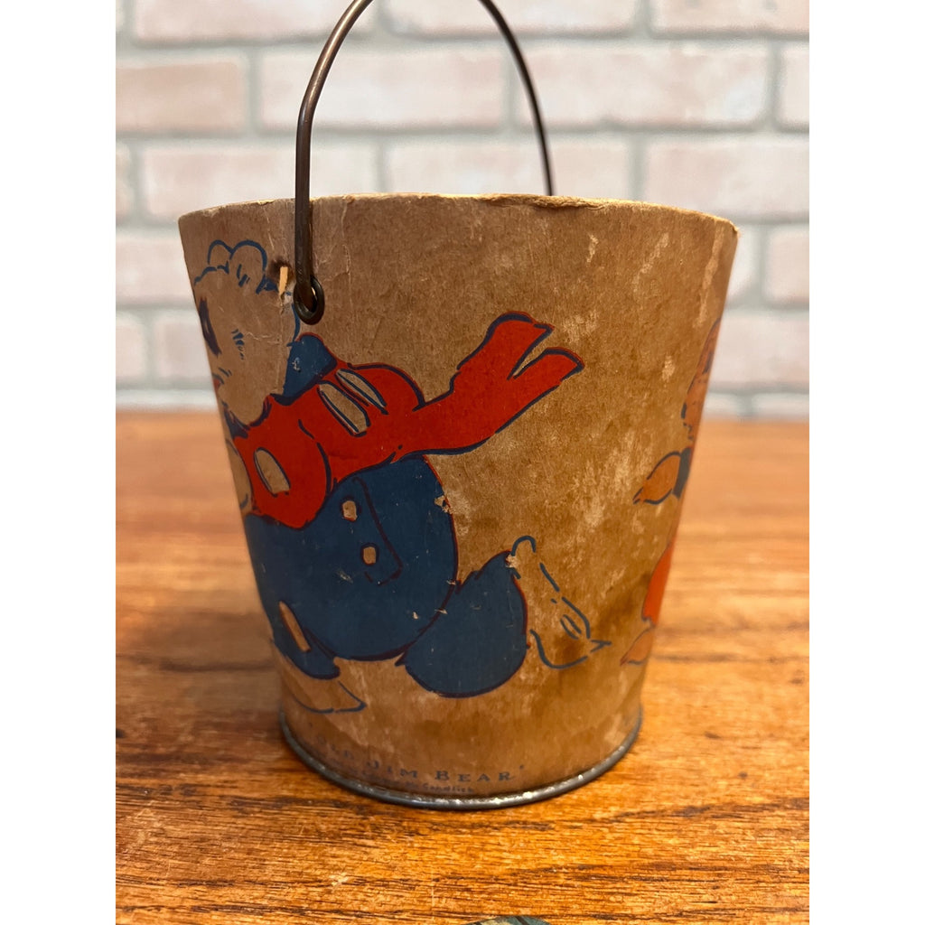 Vintage Nursery Rhyme Child's Sand Toy Pail Edward McCandlish Old Jim Bear etc