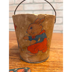 Vintage Nursery Rhyme Child's Sand Toy Pail Edward McCandlish Old Jim Bear etc