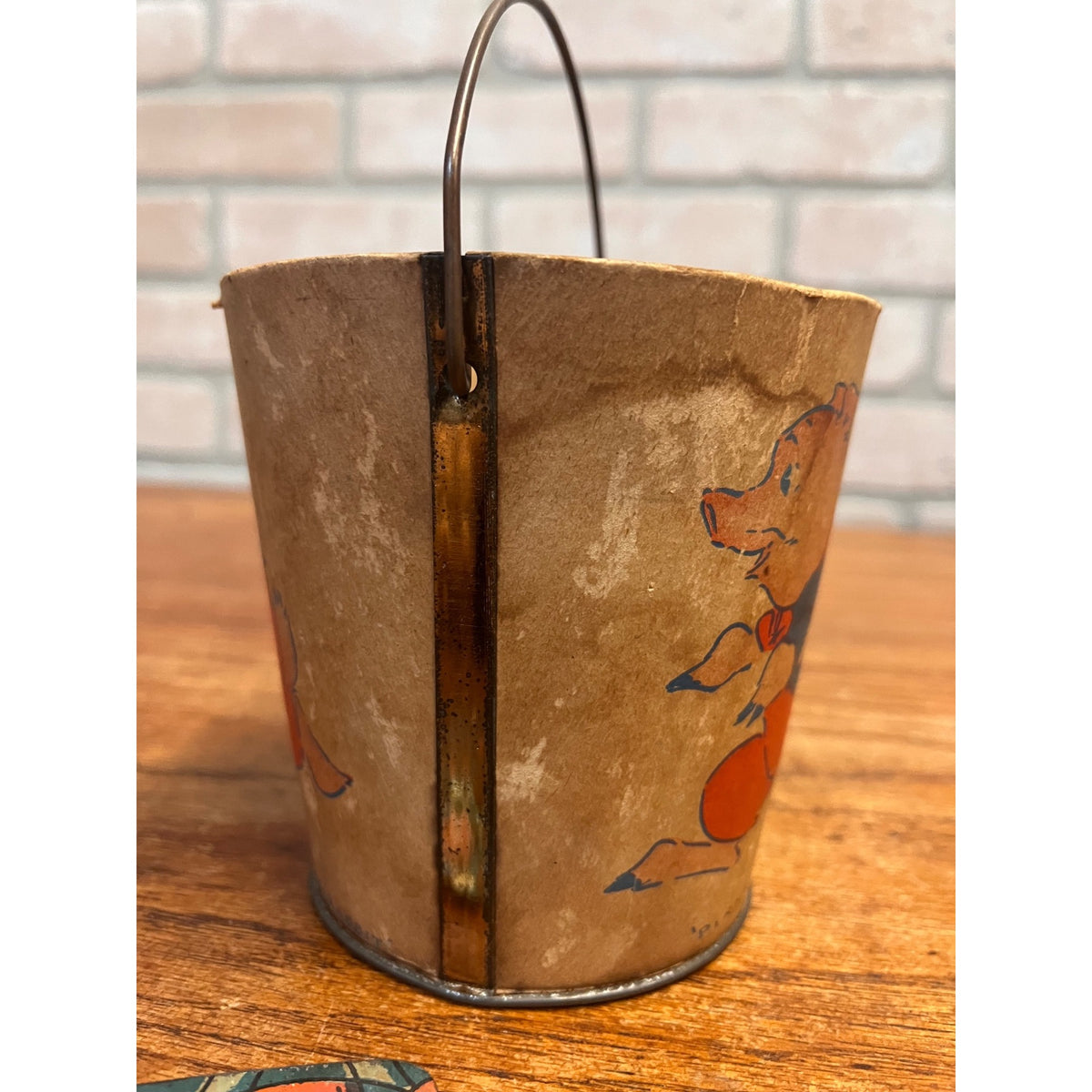 Vintage Nursery Rhyme Child's Sand Toy Pail Edward McCandlish Old Jim Bear etc