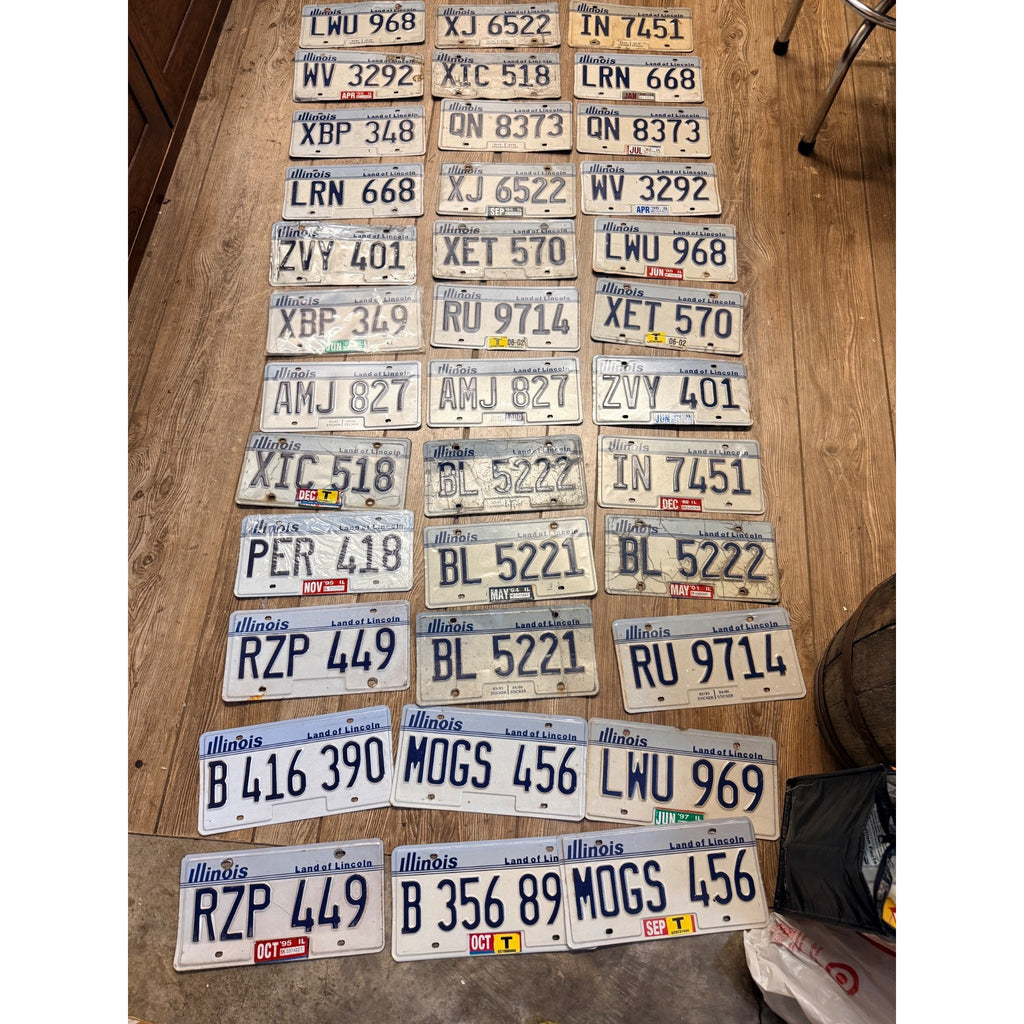Vintage Large Lot (38) Illinois License Plates 1980s-2000s Land of Lincoln Motto