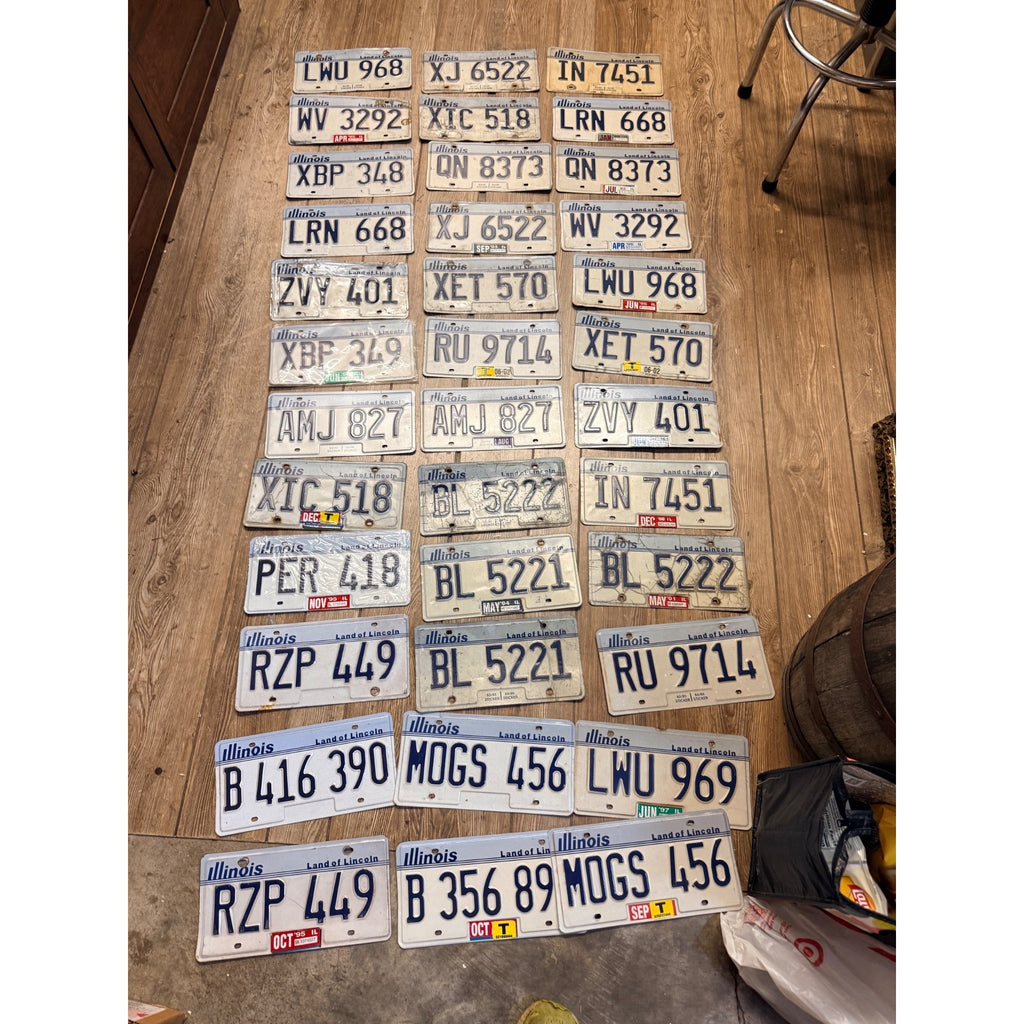 Vintage Large Lot (38) Illinois License Plates 1980s-2000s Land of Lincoln Motto