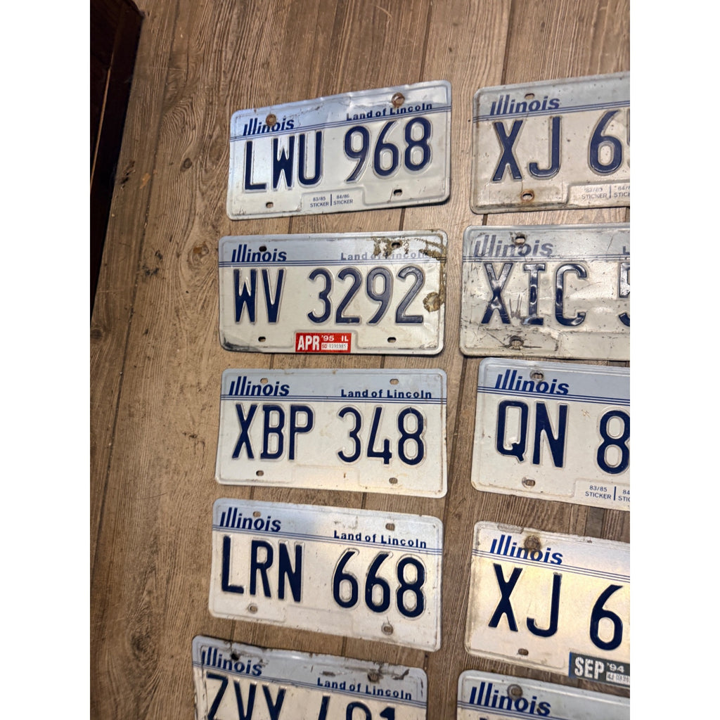 Vintage Large Lot (38) Illinois License Plates 1980s-2000s Land of Lincoln Motto