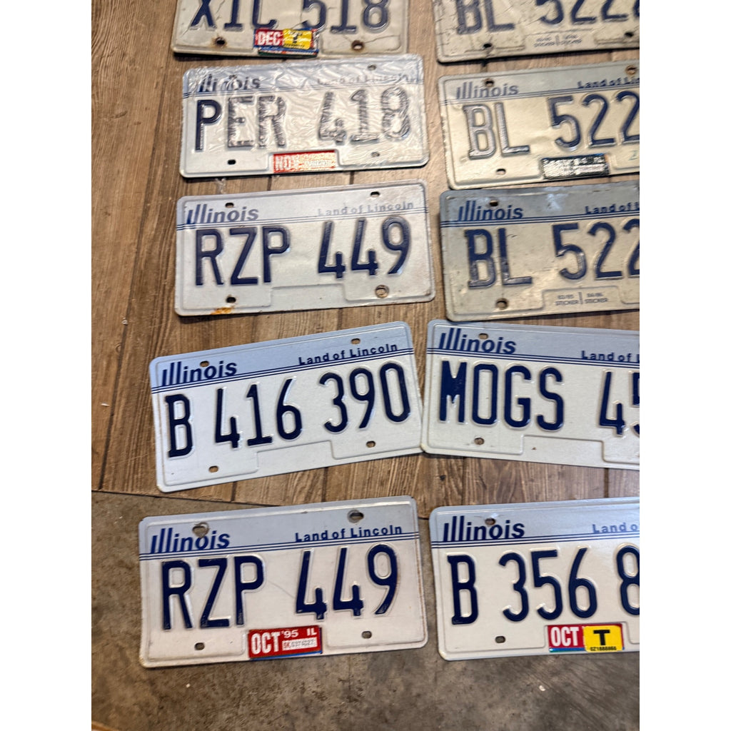 Vintage Large Lot (38) Illinois License Plates 1980s-2000s Land of Lincoln Motto