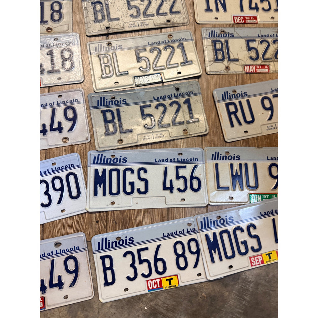Vintage Large Lot (38) Illinois License Plates 1980s-2000s Land of Lincoln Motto