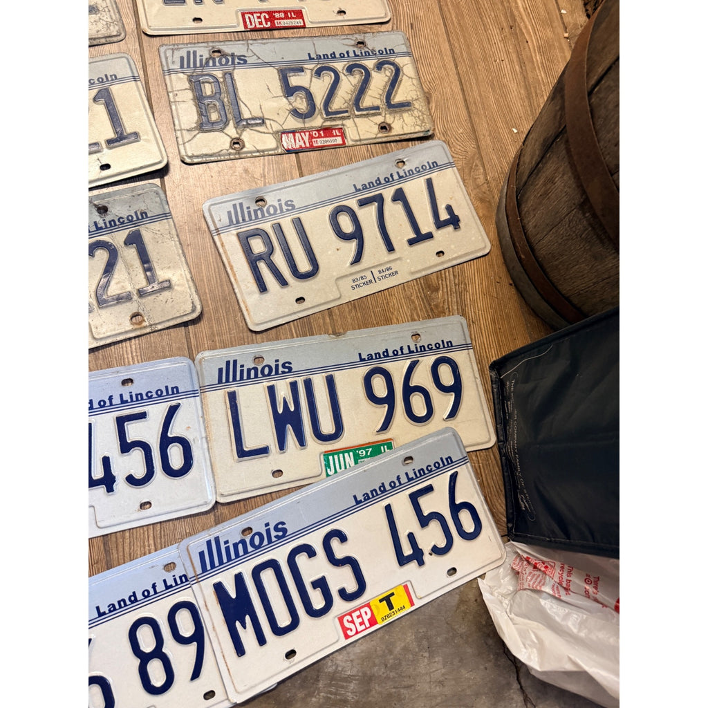 Vintage Large Lot (38) Illinois License Plates 1980s-2000s Land of Lincoln Motto