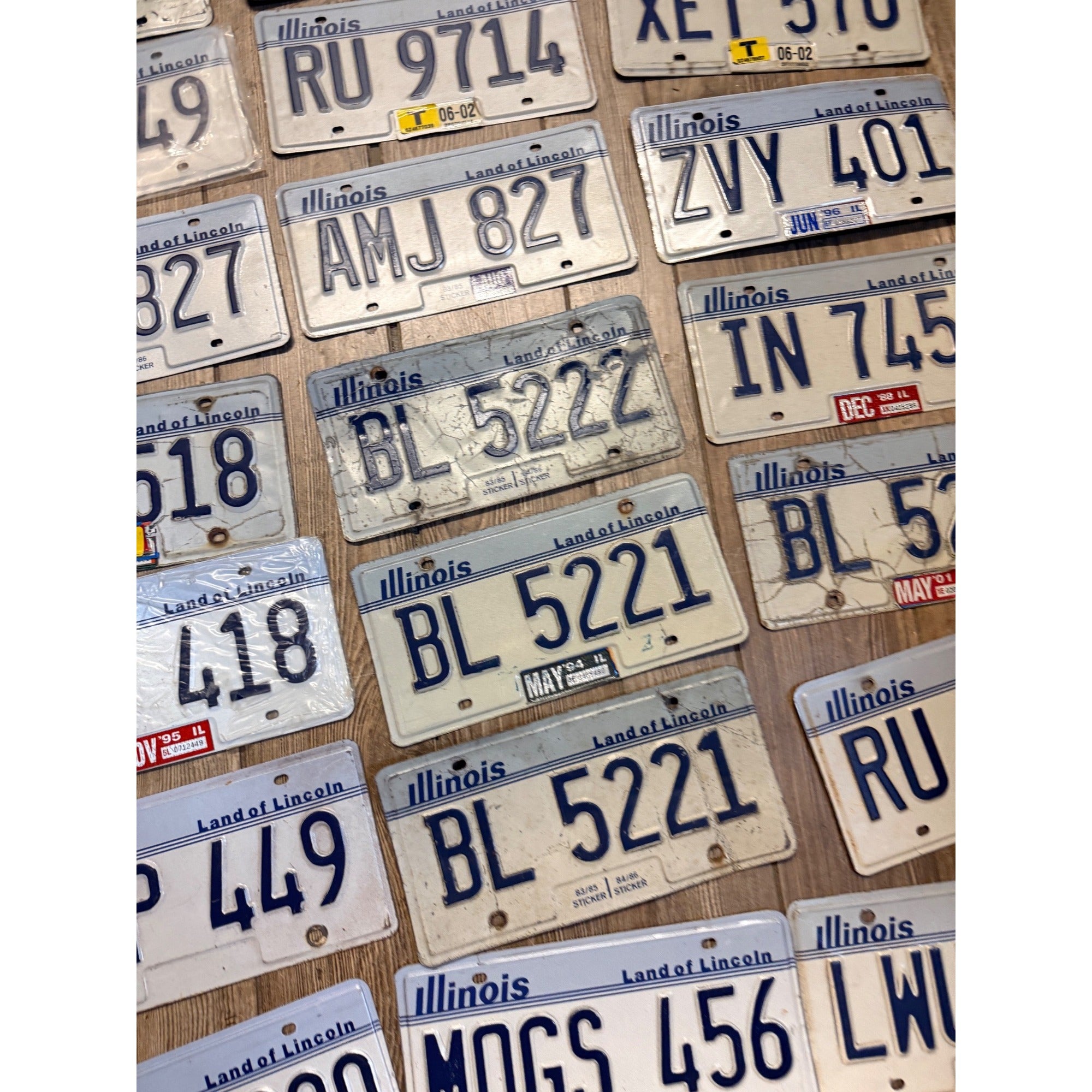 Vintage Large Lot (38) Illinois License Plates 1980s-2000s Land of Lincoln Motto