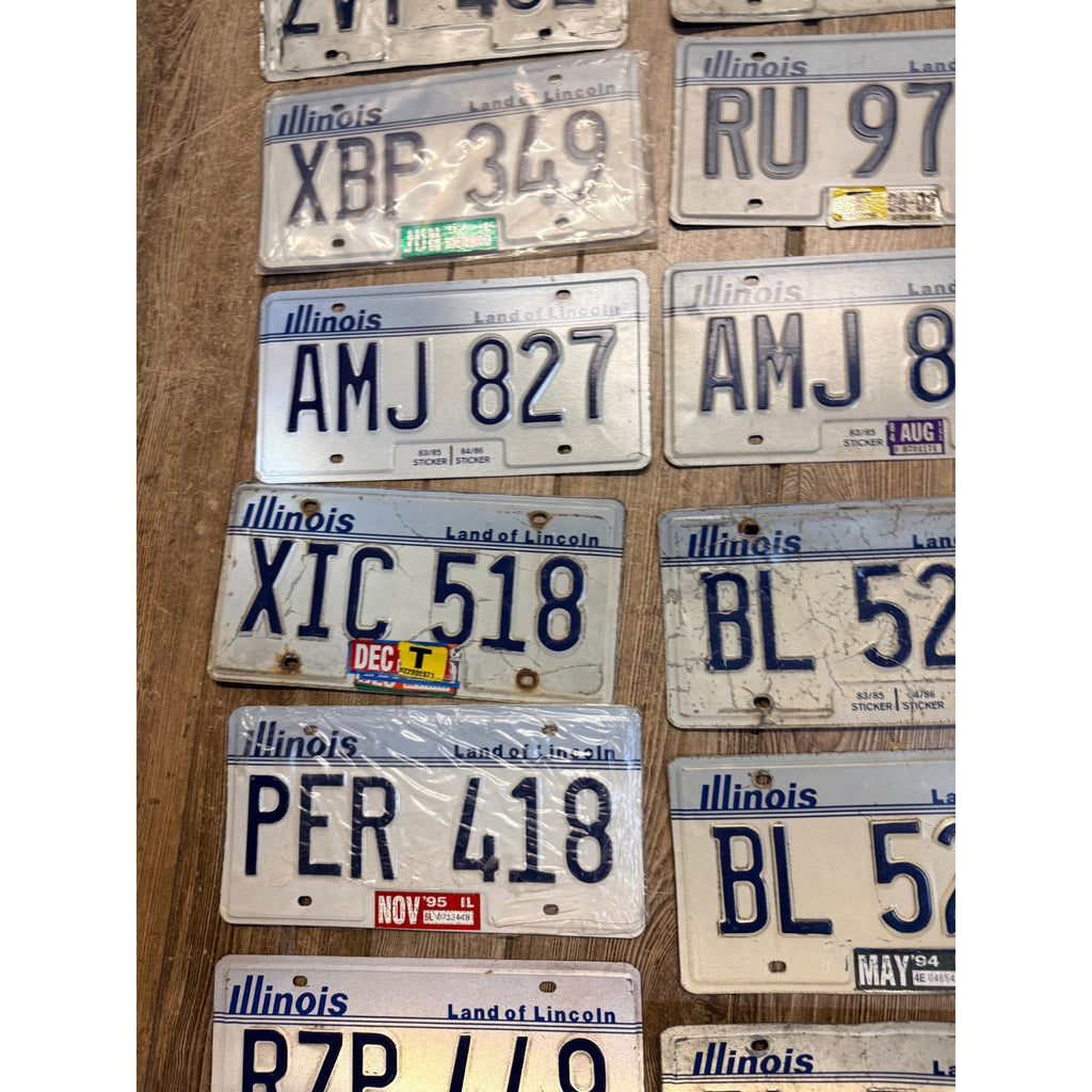 Vintage Large Lot (38) Illinois License Plates 1980s-2000s Land of Lincoln Motto
