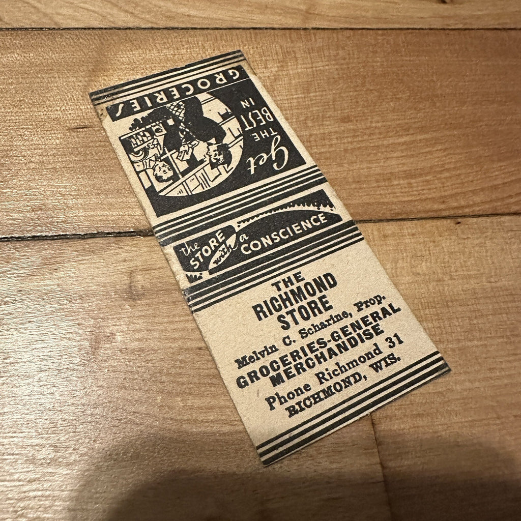 Vintage Richmond Store Richmond Wisconsin general Merchandise Matchbook