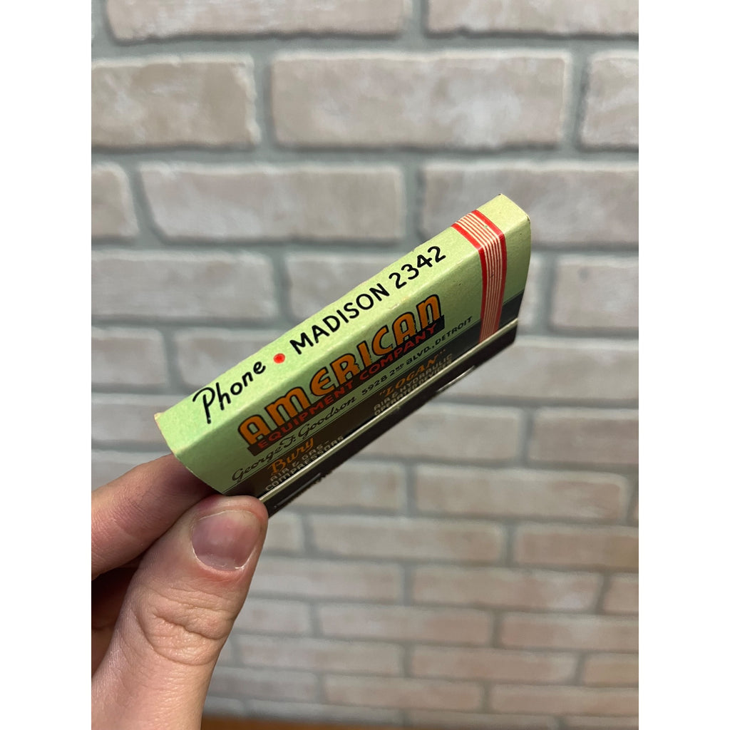 Vintage 1930s American Equipment Co. FULL Matchbook Advertising Detroit MI