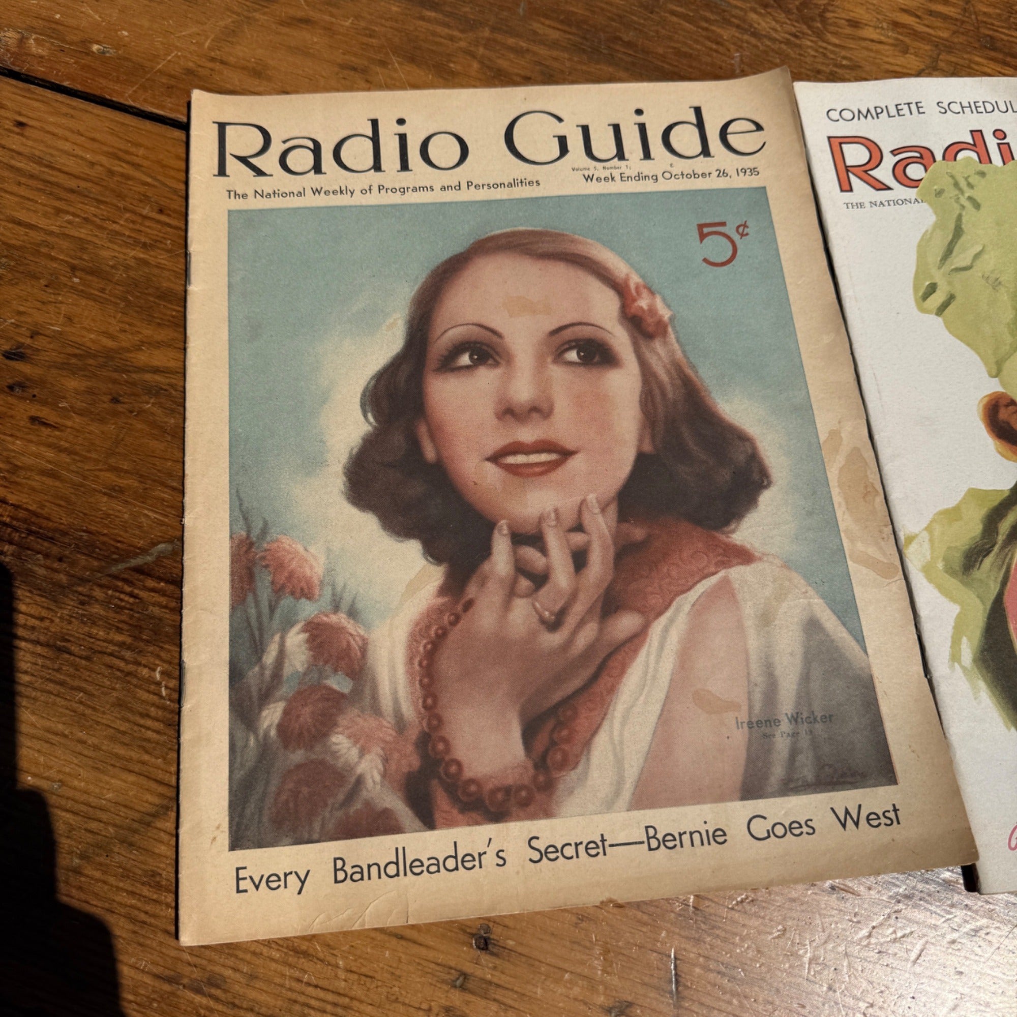Vintage Radio Guide Magazine Lot of 2 1930s Old Time Radio Hollywood Pin Up Covers