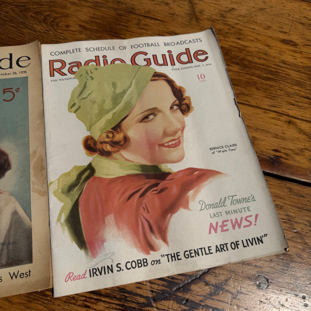 Vintage Radio Guide Magazine Lot of 2 1930s Old Time Radio Hollywood Pin Up Covers