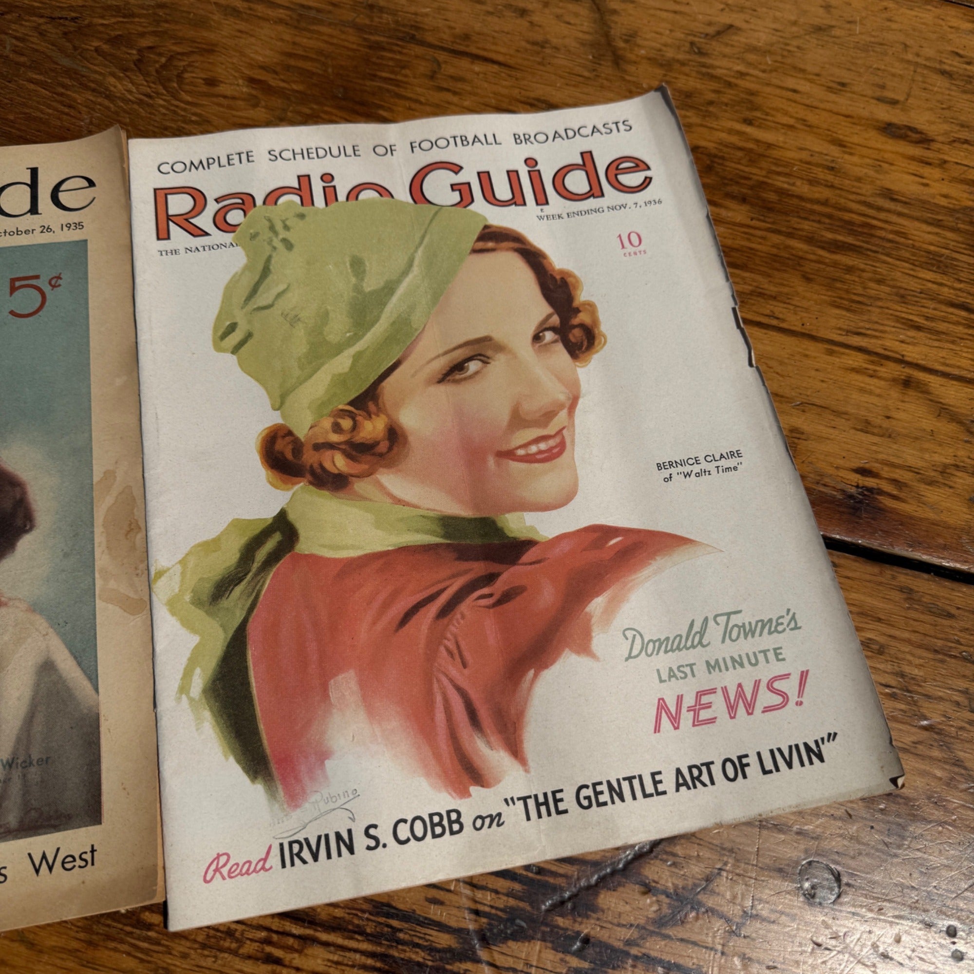 Vintage Radio Guide Magazine Lot of 2 1930s Old Time Radio Hollywood Pin Up Covers