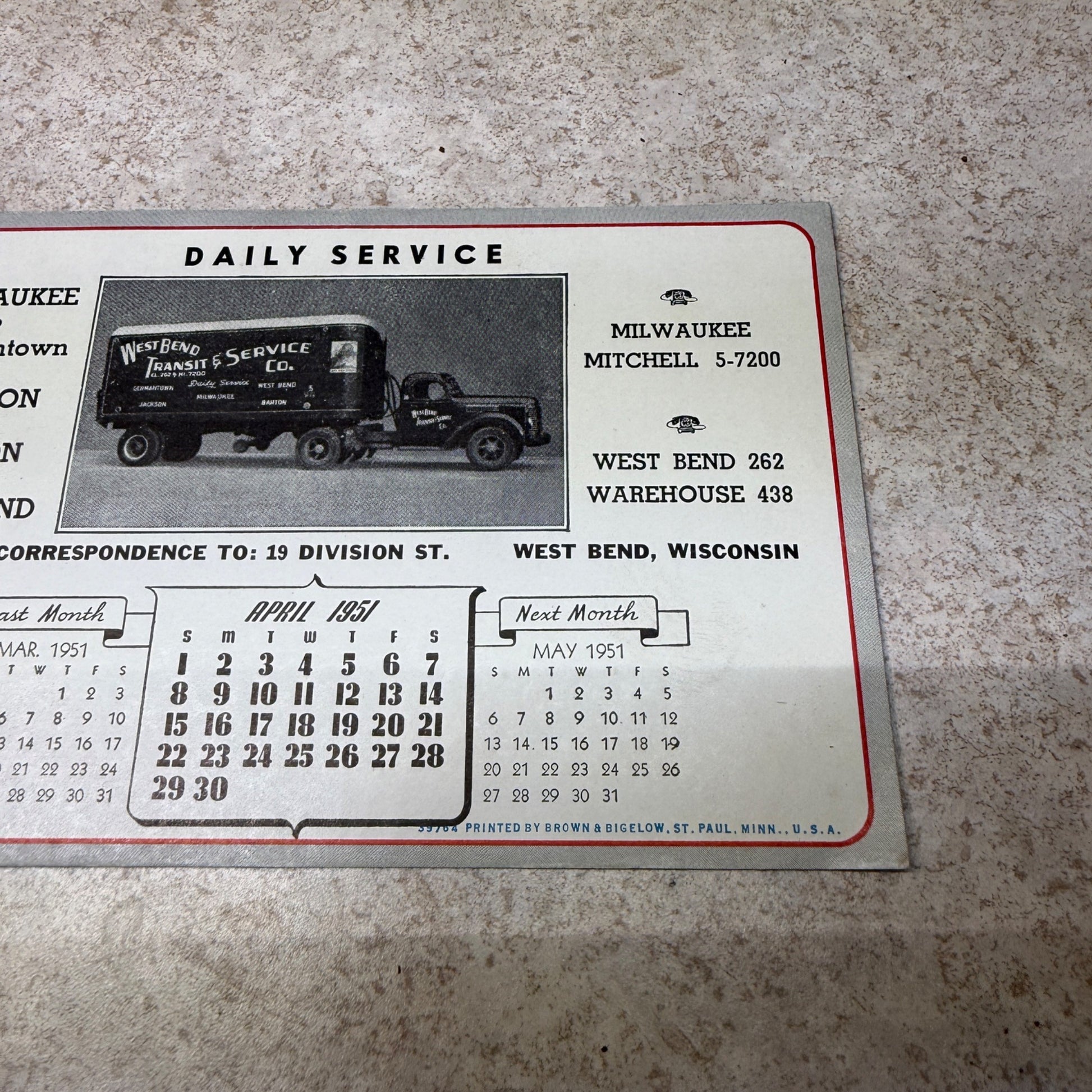 Vintage West Bend Transit Pinup Girl Ink Blotter Advertising 1951 Germantown WIs