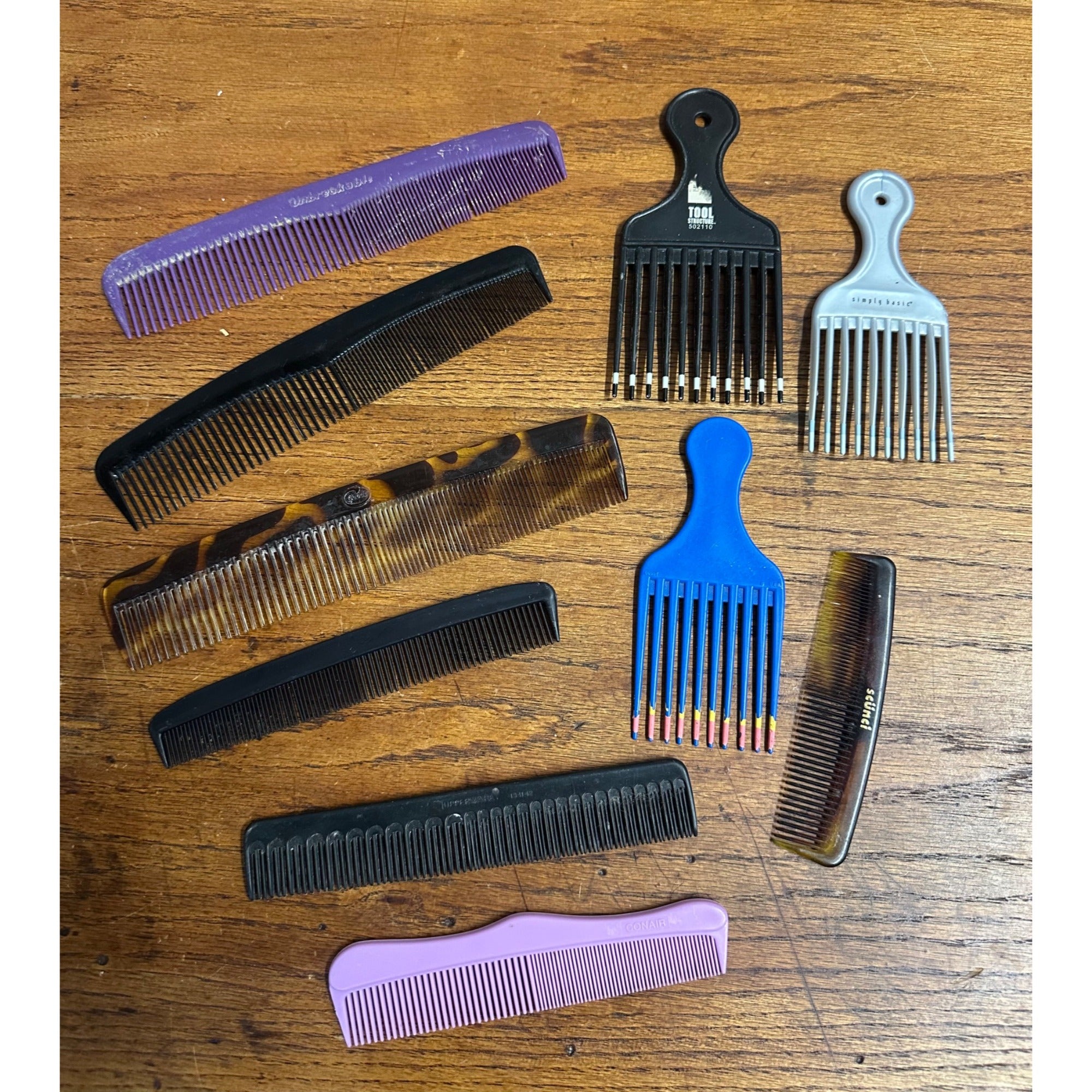 Vintage Lot 80s-90s Plastic Unbreakable Combs Goody Hair Picks Scunci Tupperware