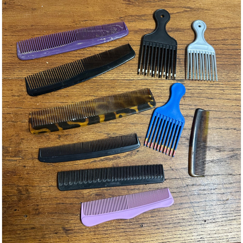 Vintage Lot 80s-90s Plastic Unbreakable Combs Goody Hair Picks Scunci Tupperware