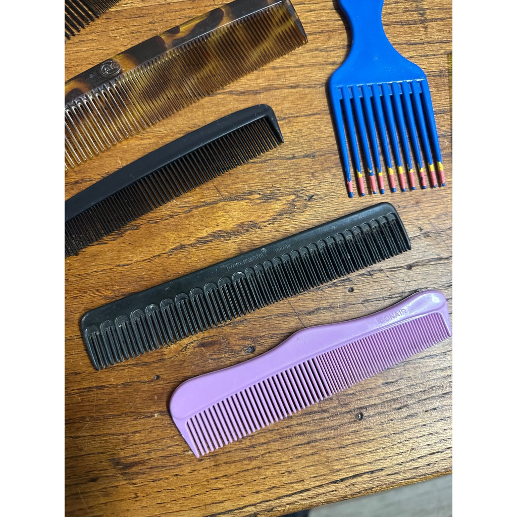 Vintage Lot 80s-90s Plastic Unbreakable Combs Goody Hair Picks Scunci Tupperware