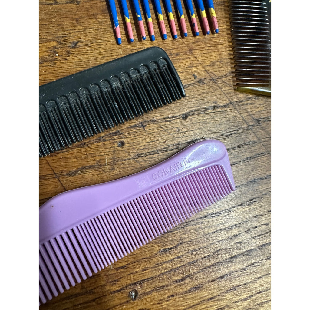 Vintage Lot 80s-90s Plastic Unbreakable Combs Goody Hair Picks Scunci Tupperware